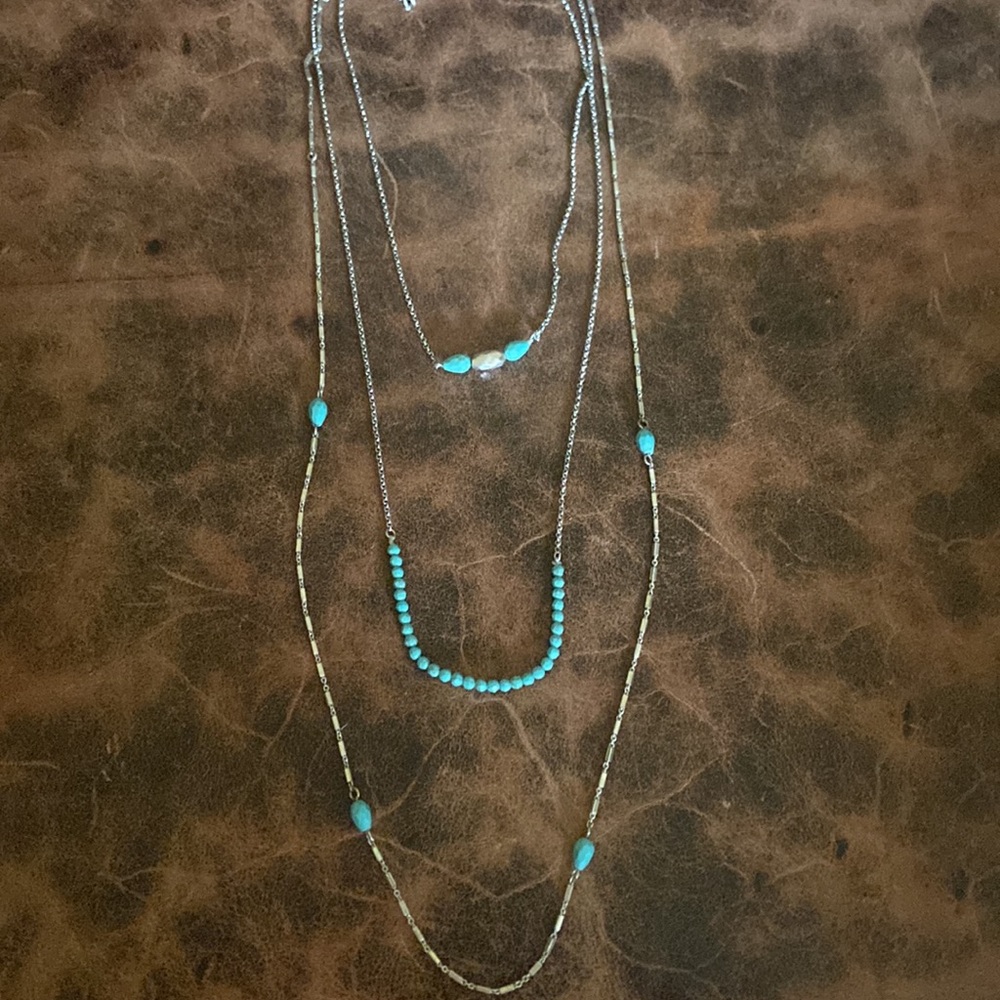 Lucky Brand chain and turquoise necklace — 15”